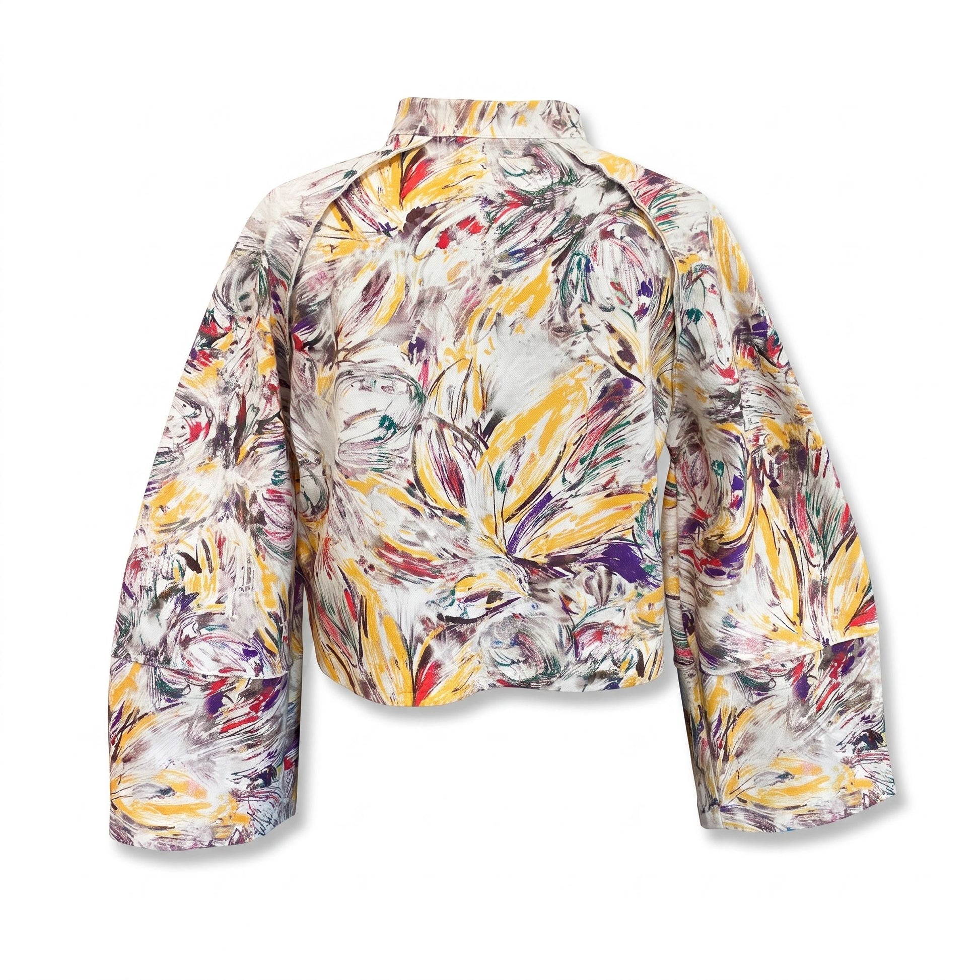 Giacca crop SelDress con stampa floreale astratta, maniche ampie con pannello al polso – vista retro