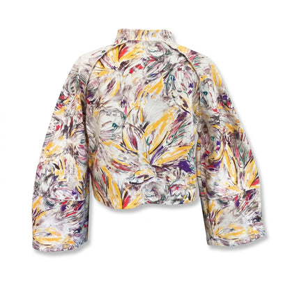 Giacca crop SelDress con stampa floreale astratta, maniche ampie con pannello al polso – vista retro